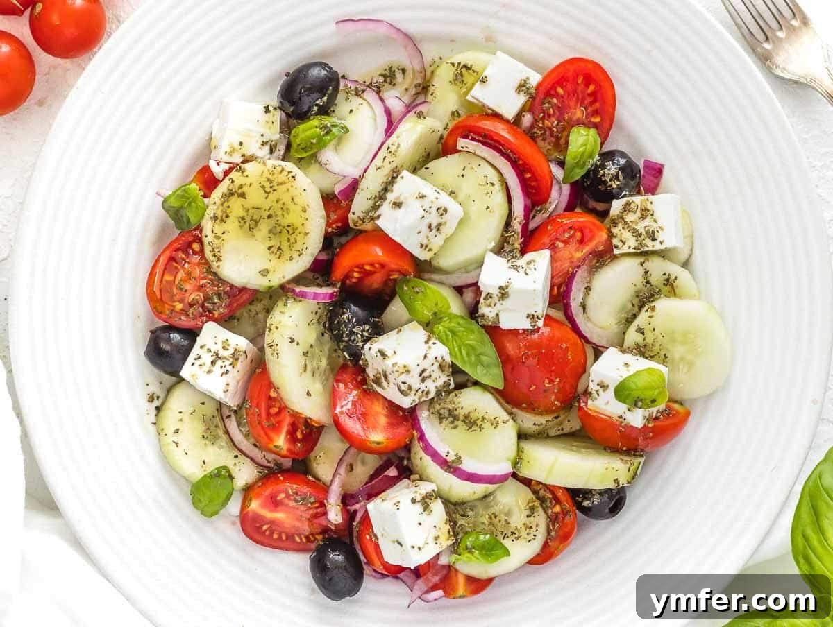 Horiatiki: The Quintessential Greek Village Salad 10 Greek cucumber salad with tangy dressing
