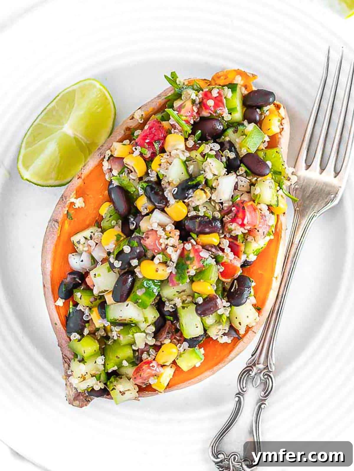Sweet Potato in Minutes 2 Microwave sweet potato with black bean topping - a quick and healthy meal