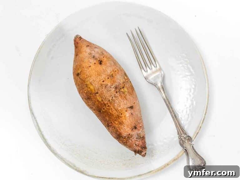 Sweet Potato in Minutes 18 pricked sweet potato with a fork