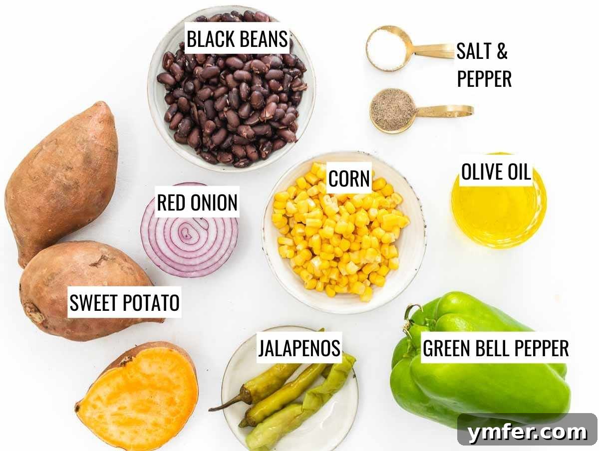 Sweet Potato in Minutes 4 Ingredients for a wholesome black bean salad topping for sweet potatoes