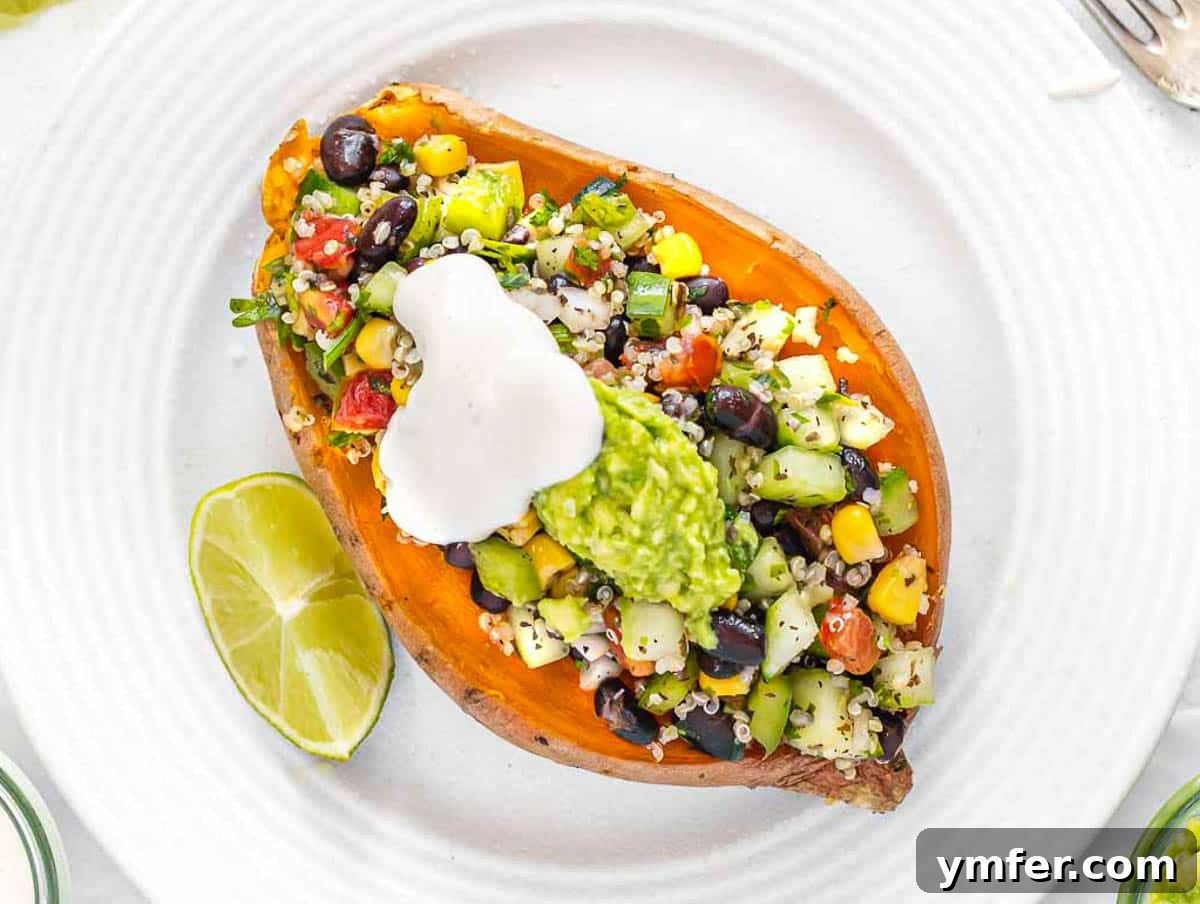 Sweet Potato in Minutes 9 Microwave sweet potato with a colorful Mexican-inspired topping
