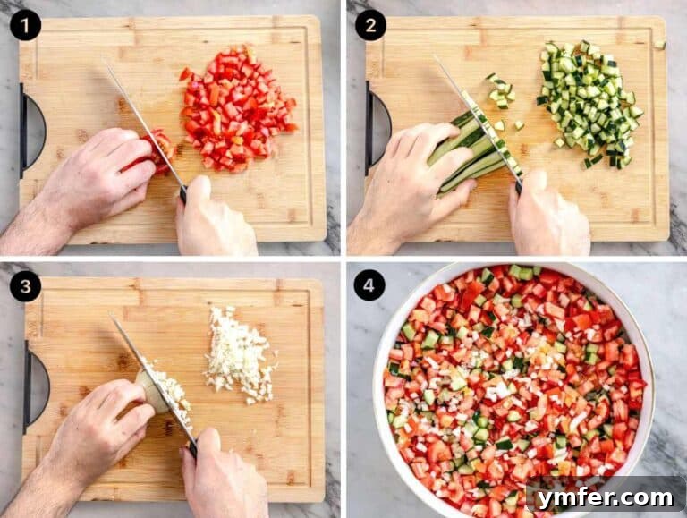 Vibrant Shirazi Chopped Salad 9 Nico chopping the vegetables for Shirazi salad
