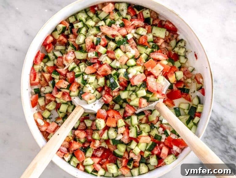 Vibrant Shirazi Chopped Salad 10 mixed shirazi salad in a salad bowl