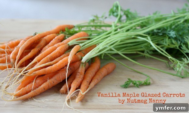Exquisite Vanilla Maple Glazed Carrots 3 Freshly washed baby carrots, ready for preparation, showcasing their natural beauty before being transformed into a sweet glazed side.