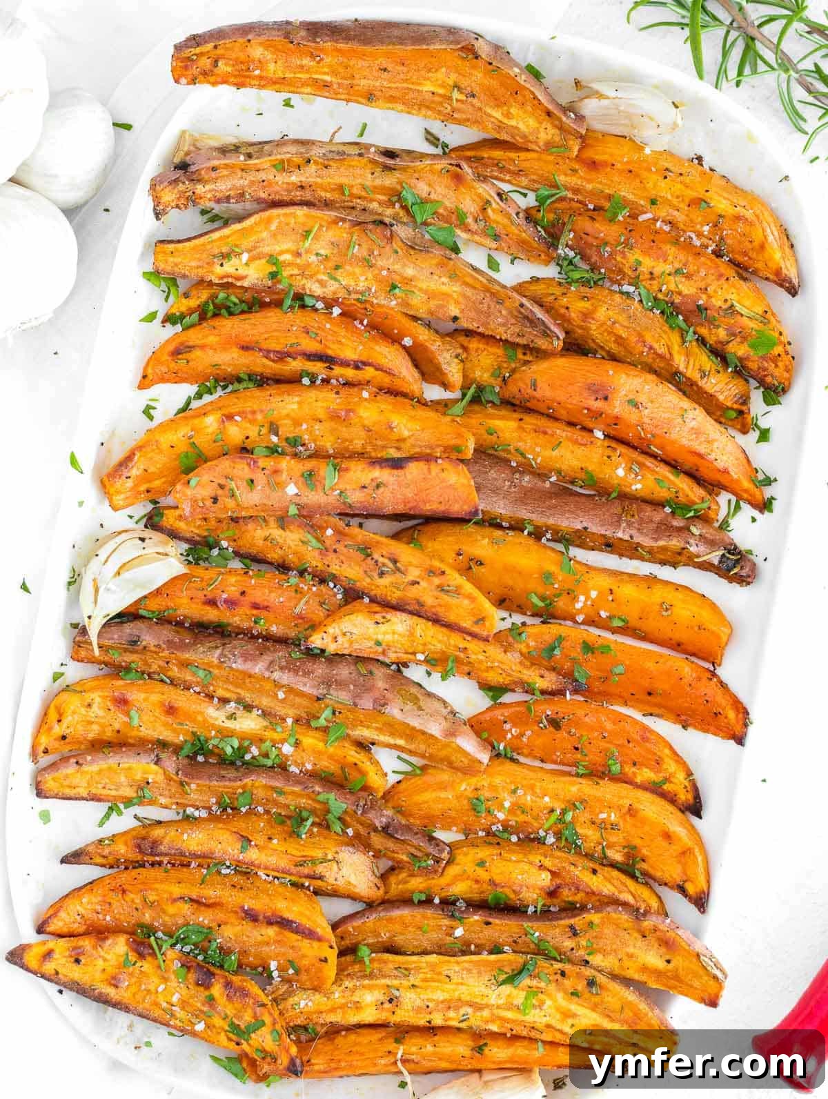 Crispy Sweet Potato Wedges 2 roasted sweet potato wedges