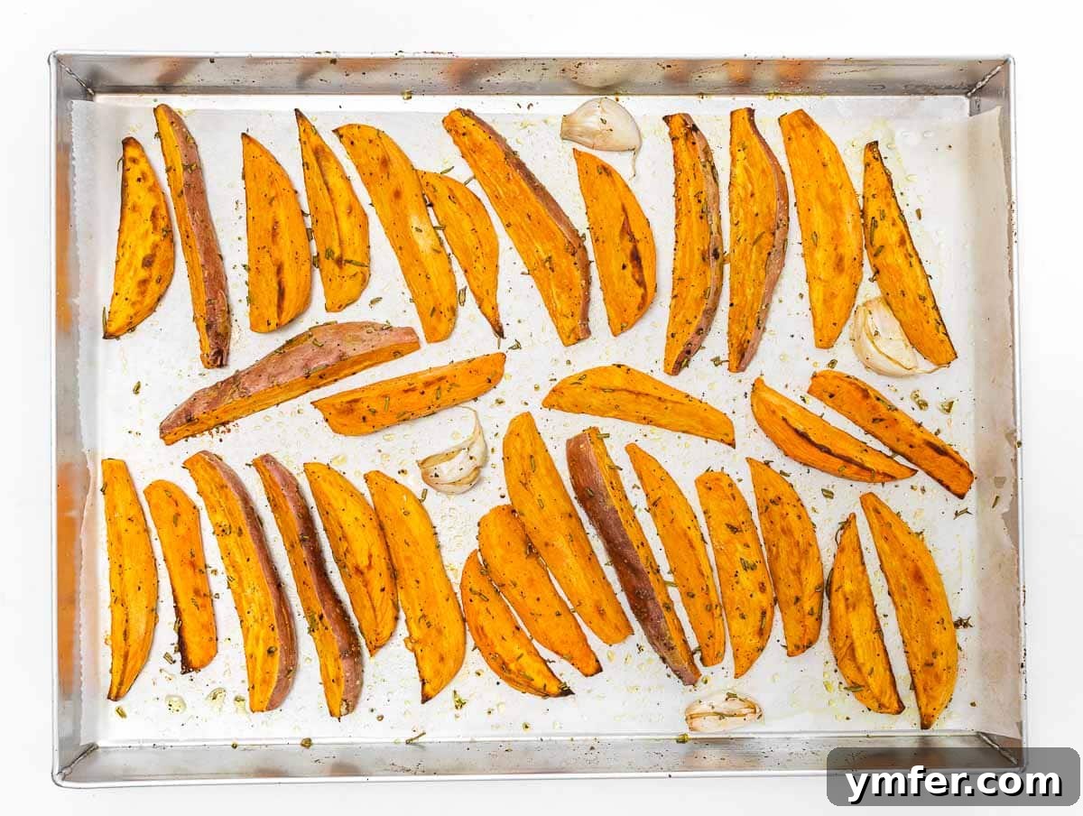 Crispy Sweet Potato Wedges 8 roasted sweet potato wedges