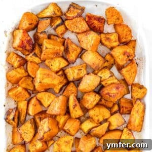 roasted sweet potatoes on a white platter