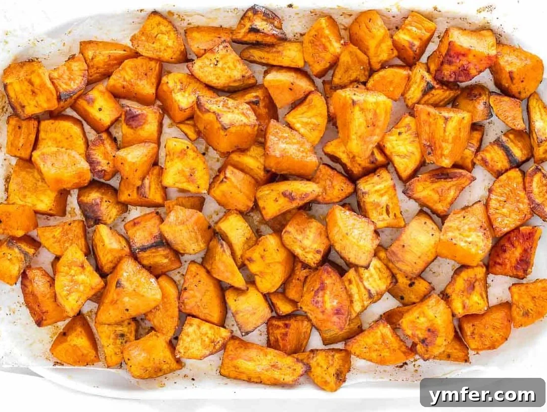 Golden Roasted Sweet Potatoes 9 roasted sweet potatoes on a serving platter