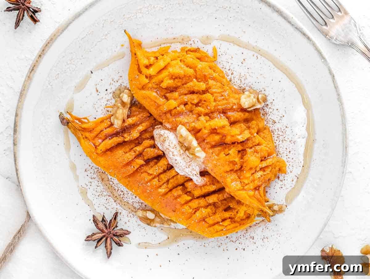 Golden & Crispy Air Fryer Sweet Potatoes 16 Baked sweet potato mashed lightly with butter, cinnamon, nutmeg, maple syrup, and walnuts.