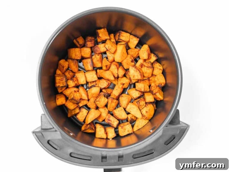 Golden & Crispy Air Fryer Sweet Potatoes 25 Air fried sweet potato cubes