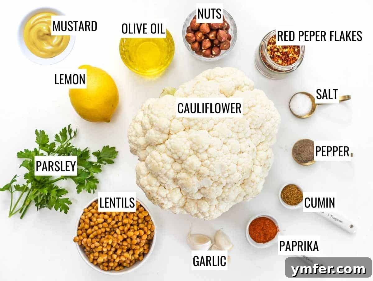 Hearty Lentil & Cauliflower Bowl 5 ingredients for cauliflower lentil salad