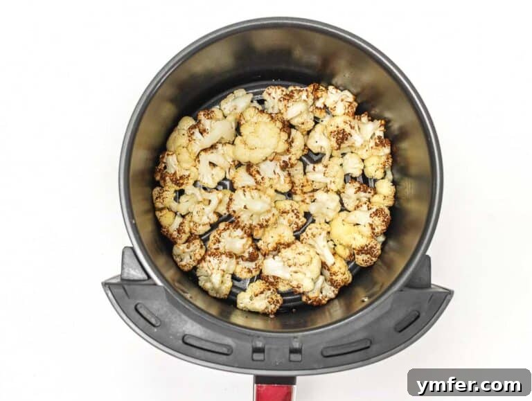 Air fried cauliflower florets