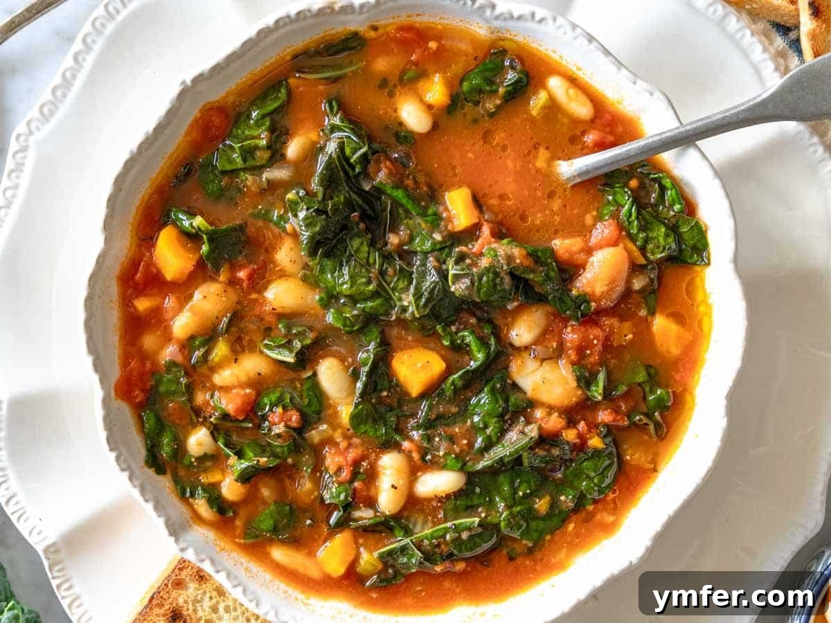 30 Simple Soup Solutions 15 Creamy kale soup in a white bowl