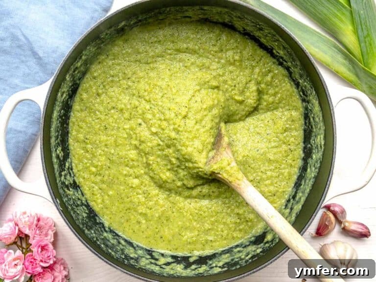 Vibrant Broccoli Cream 15 broccoli soup in a pot