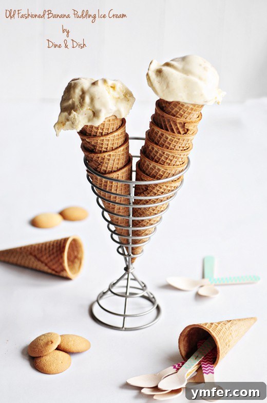 Old Fashioned Banana Pudding Homemade Ice Cream Creamy Old Fashioned Banana Pudding Ice Cream with fresh banana slices and vanilla wafers