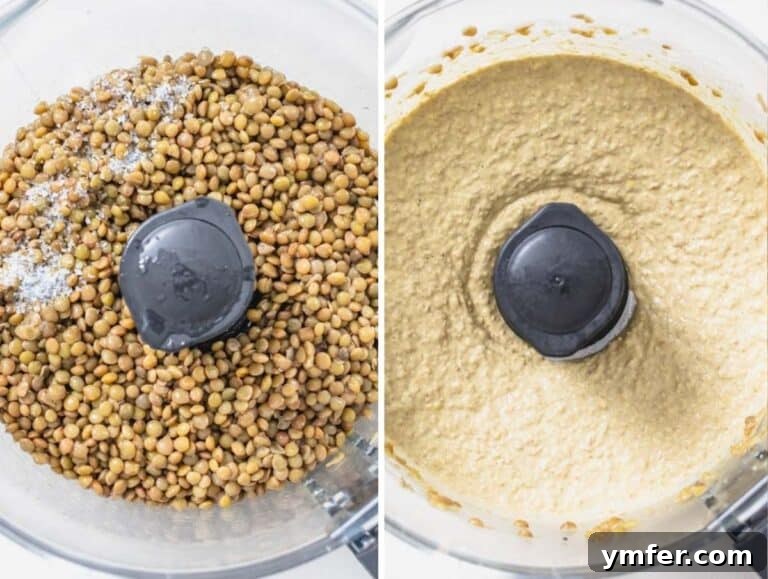 blended lentils before and after