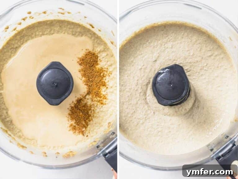 blended lentils with tahini and cumin
