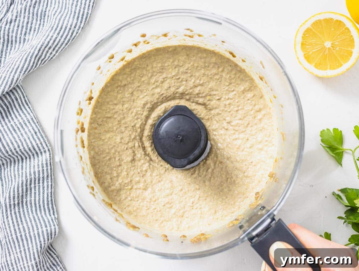 Lentils blended in a food processor