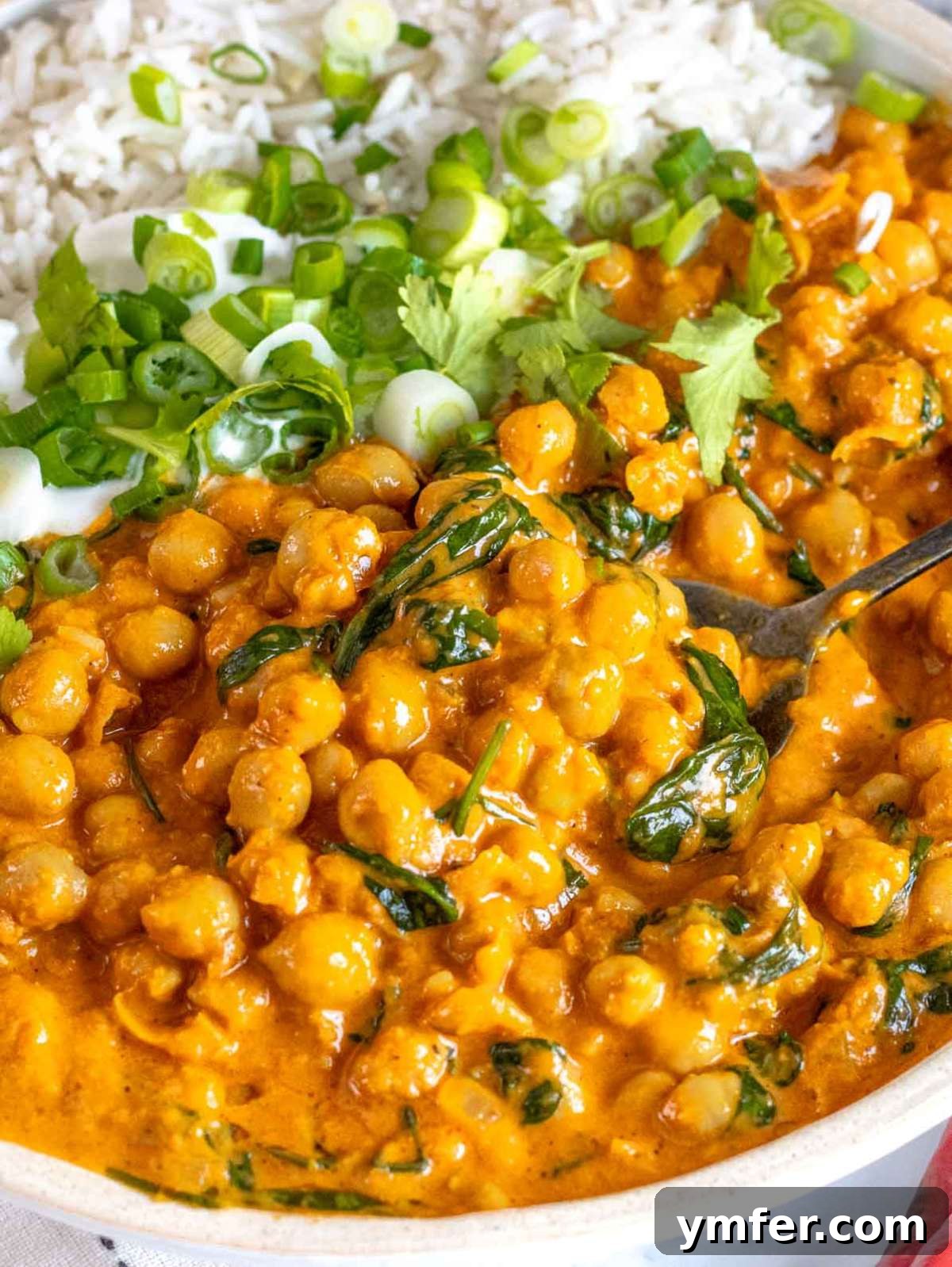Creamy Coconut Chickpea Curry 2 Creamy chickpea curry with rice.