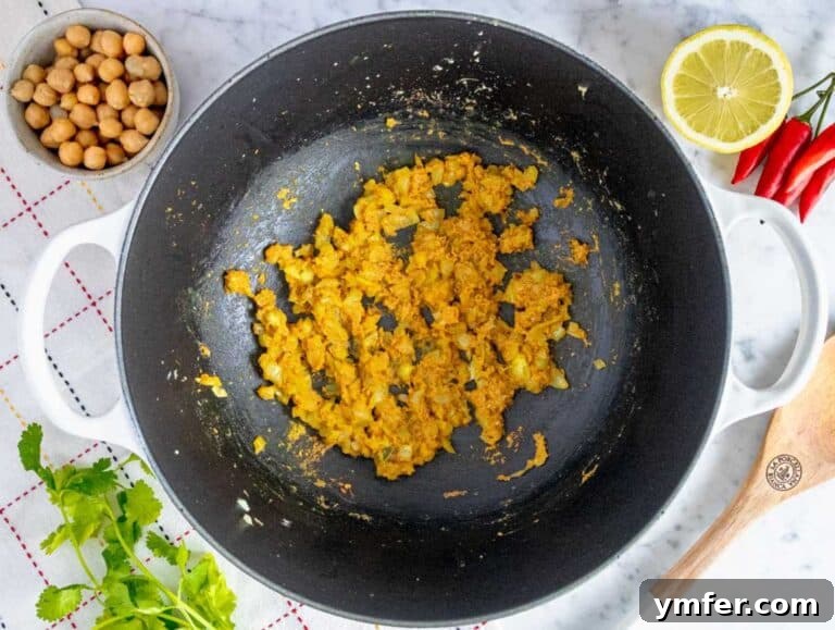 Creamy Coconut Chickpea Curry 9 Step 1: Flavor base with toasted spices.