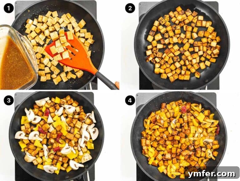 Kung Pao Tofu 16 Stir frying the tofu with vegetables.