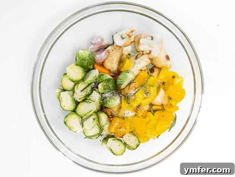 Sheet Pan Roasted Delights 12 Roasted vegetables in a bowl with herbs