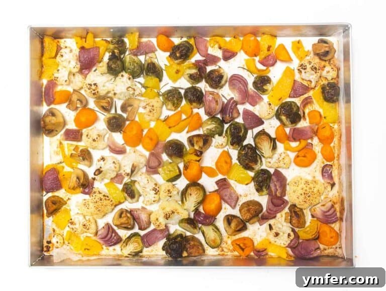 Sheet Pan Roasted Delights 14 vegetables after baking