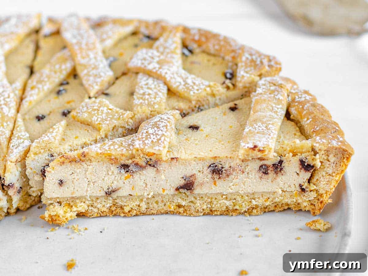 ricotta pie, a rich Italian dessert