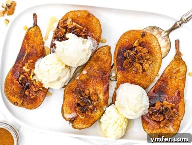 35 Effortless Dessert Delights 22 baked pears with vanilla ice cream