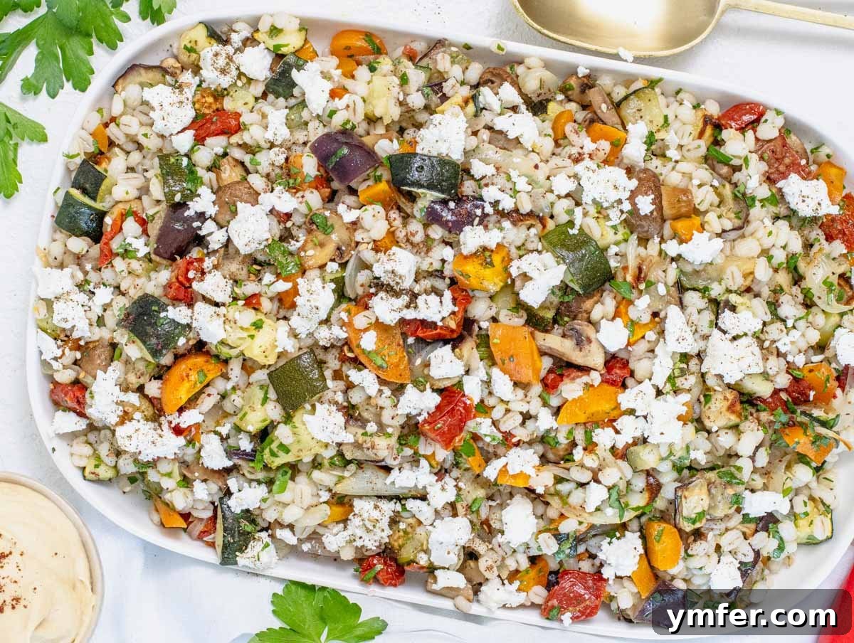 Hearty Barley Salad 3 Barley salad with plant based feta