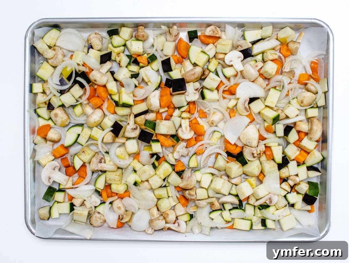 Hearty Barley Salad 7 Barley salad vegetables before roasting