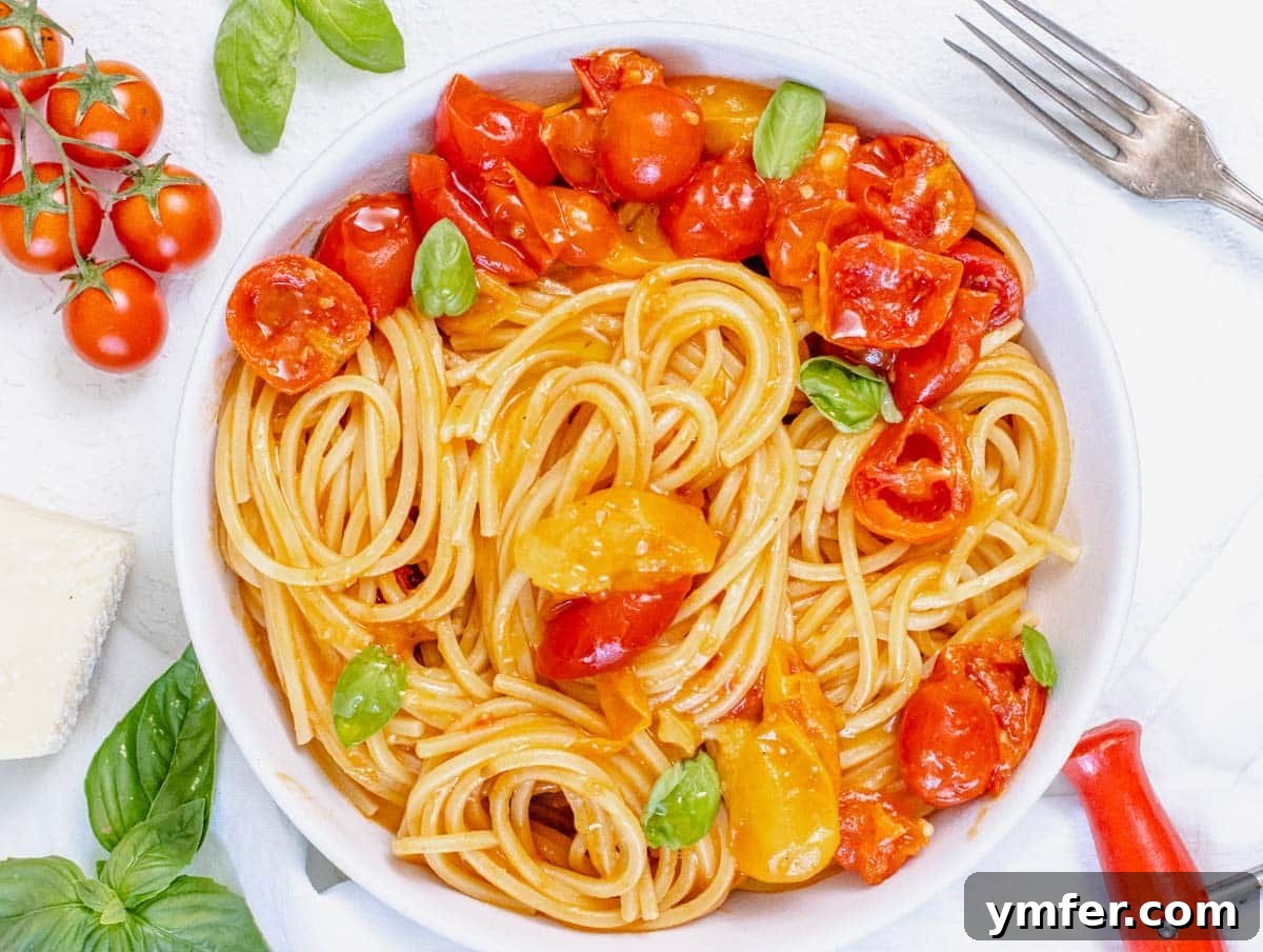 45 Effortless Vegetarian Dinner Ideas 12 Cherry tomato pasta with basil