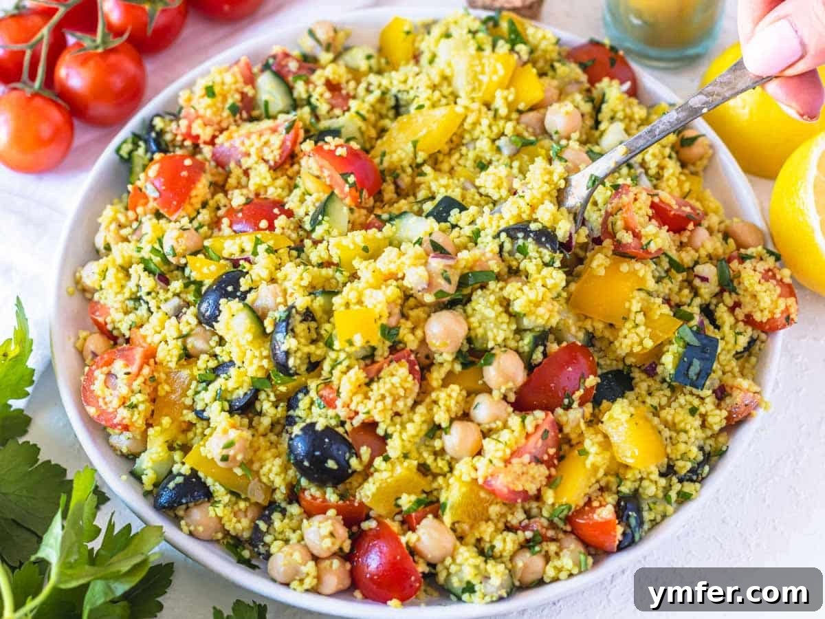45 Effortless Vegetarian Dinner Ideas 31 couscous salad on a platter