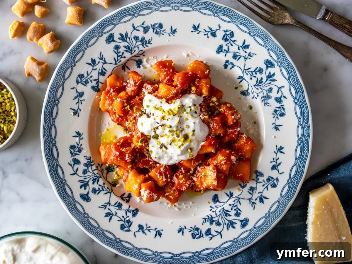 40 Flavorful Plant-Based Dinners 25 Plump sweet potato gnocchi with marinara sauce, garnished with burrata and parmesan.