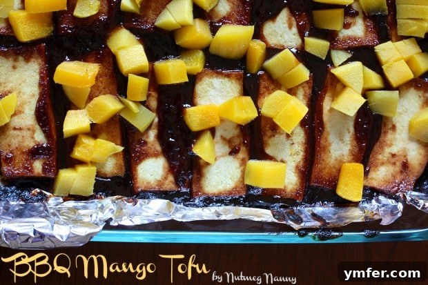 BBQ Mango Tofu from Nutmeg Nanny This bbq mango tofu is a great way to use tofu while keeping it fresh, light and delicious. You can use whatever bbq sauce you enjoy but don't skimp that fresh mango topping.