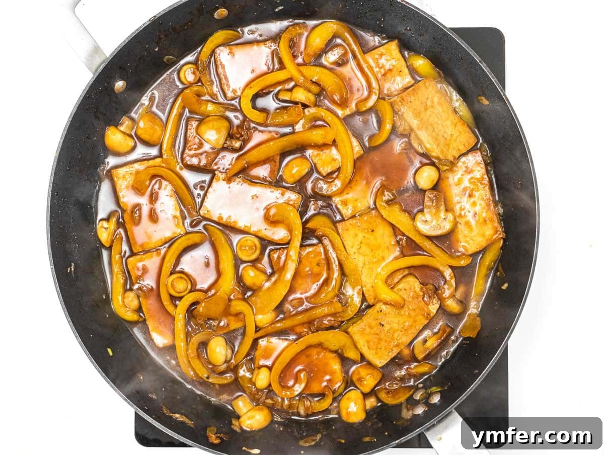 Umami Braised Tofu 11 braised tofu with veggies in a pan