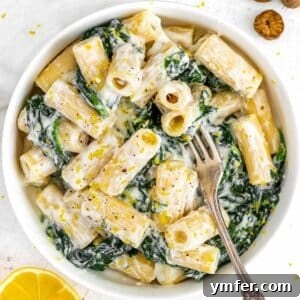 Zesty Lemon Ricotta Pasta 8 A beautifully presented bowl of Lemon Ricotta Pasta, ready to serve.
