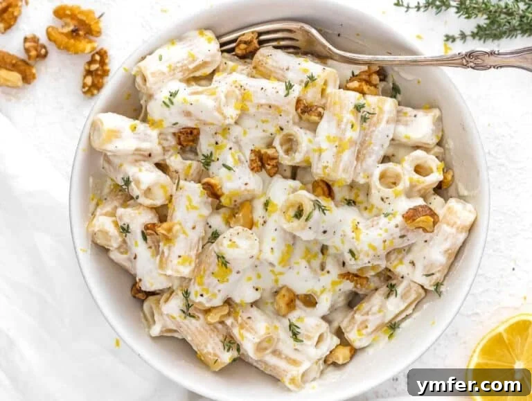Bright Lemon Pasta 20 rigatoni al limone with walnuts