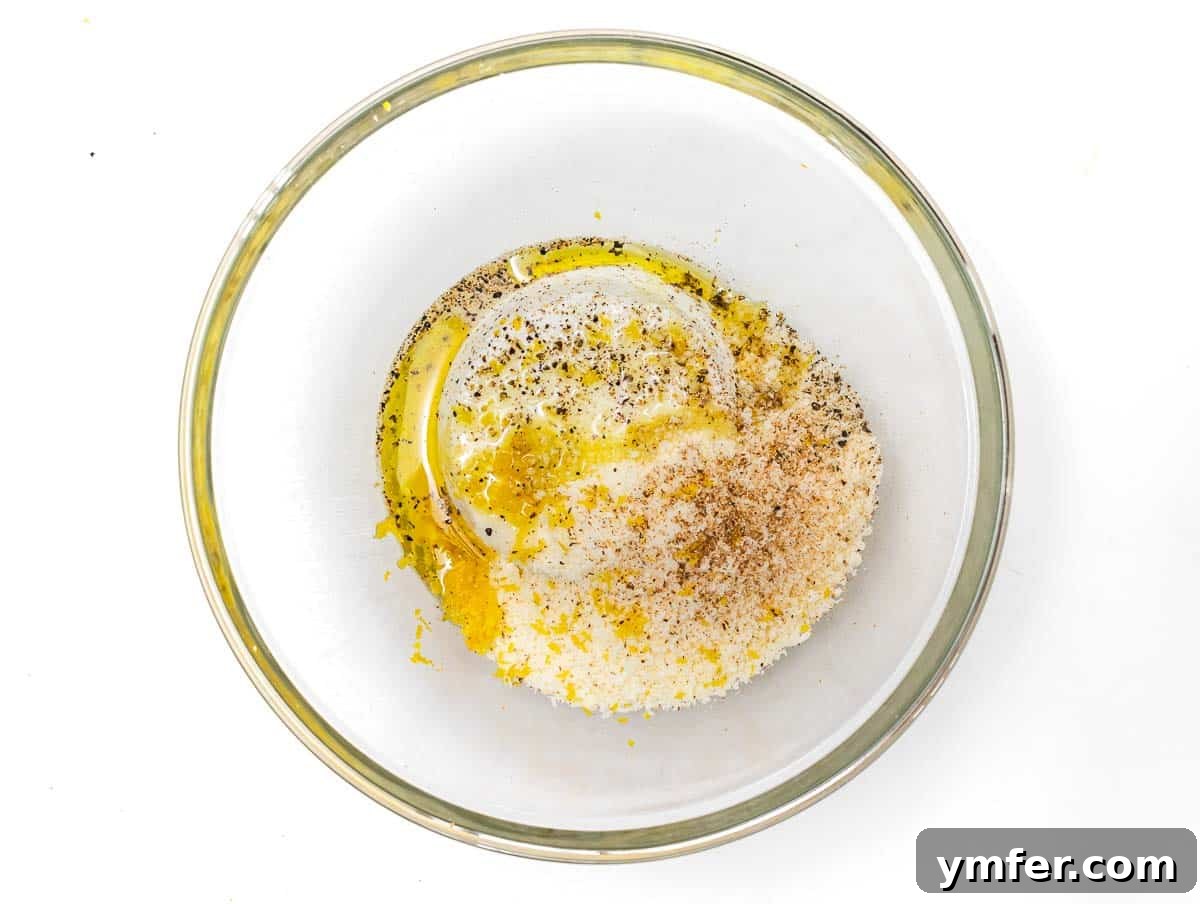 Bright Lemon Pasta 6 ingredients for lemon sauce in a bowl