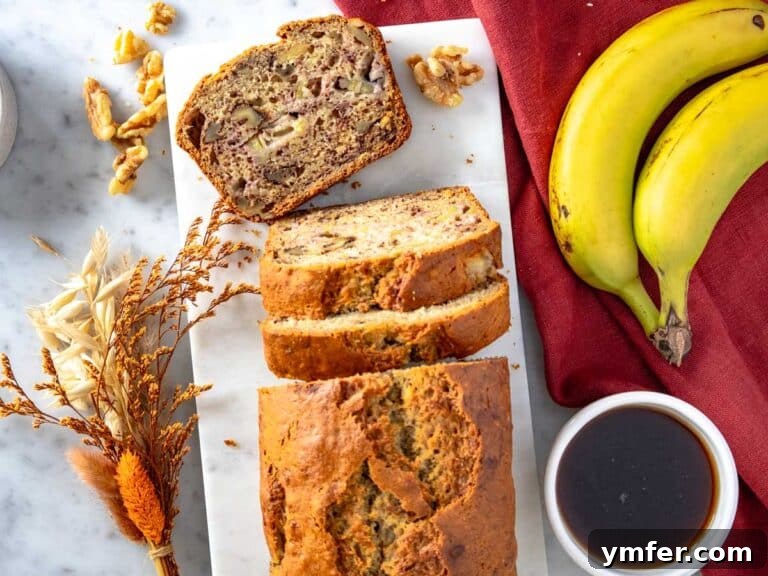 banana nut bread slices with a red cloth.