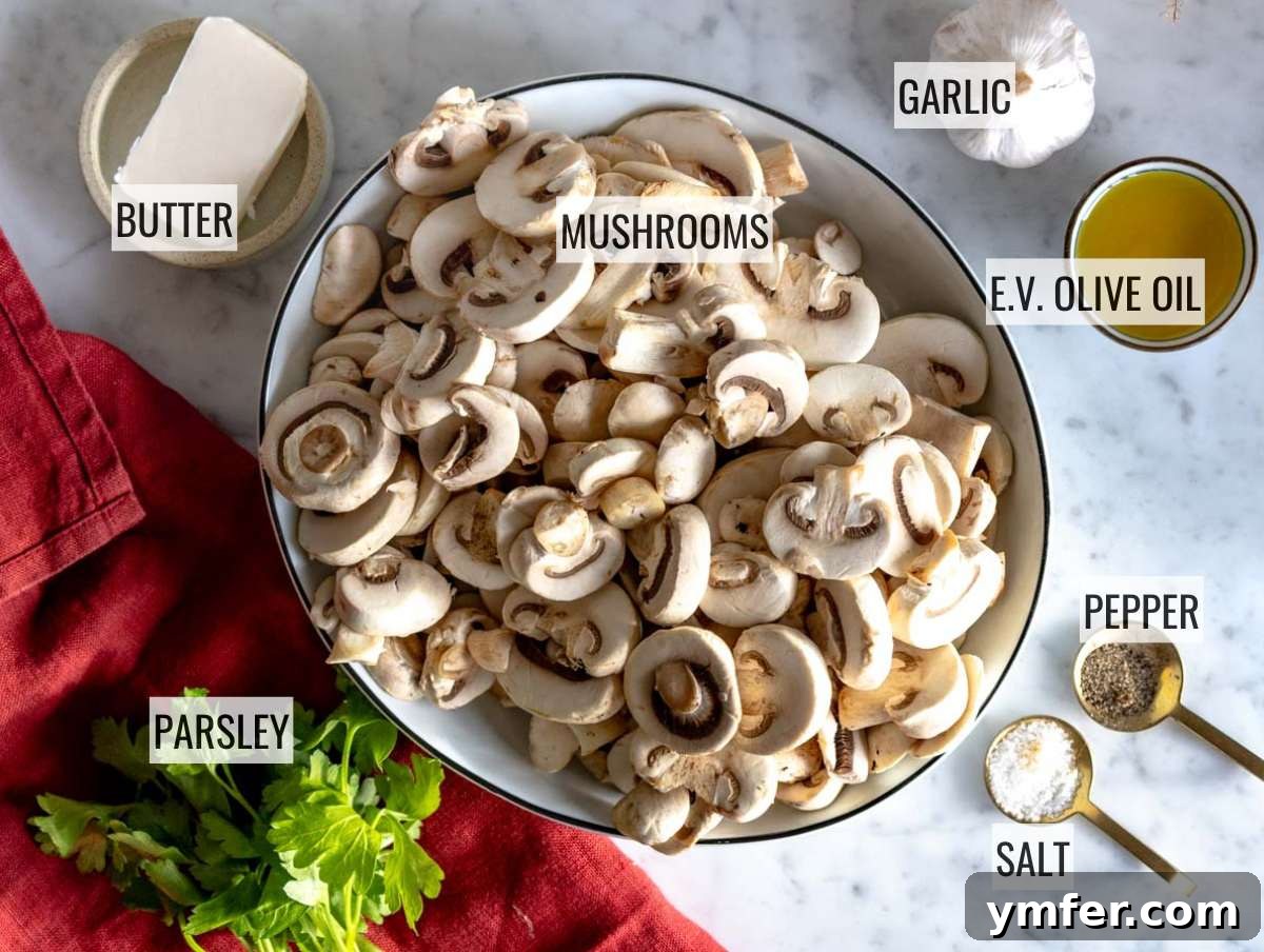 Golden Garlic Mushrooms 5 ingredients for sauteed mushrooms