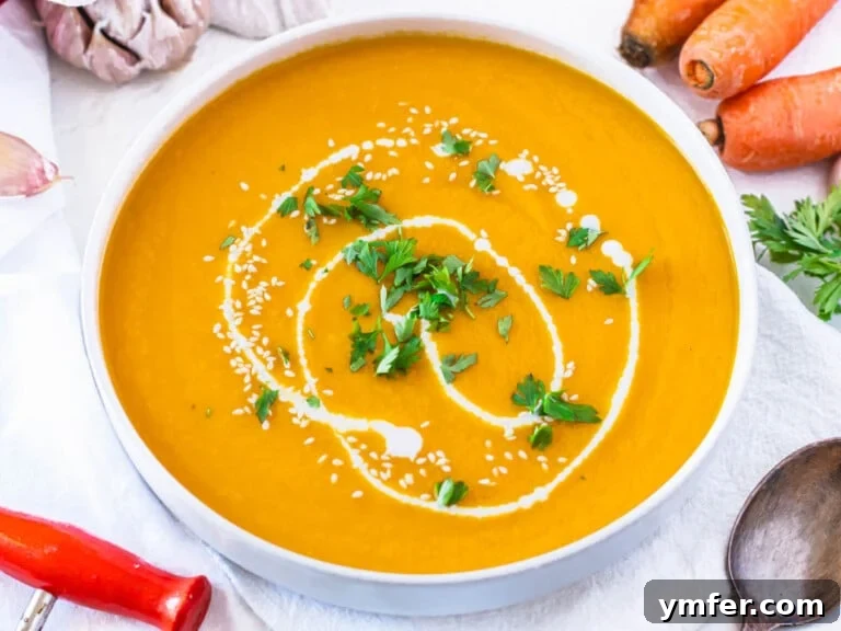Golden Ginger Carrot Elixir 19 Carrot soup with fresh parsley and coconut milk