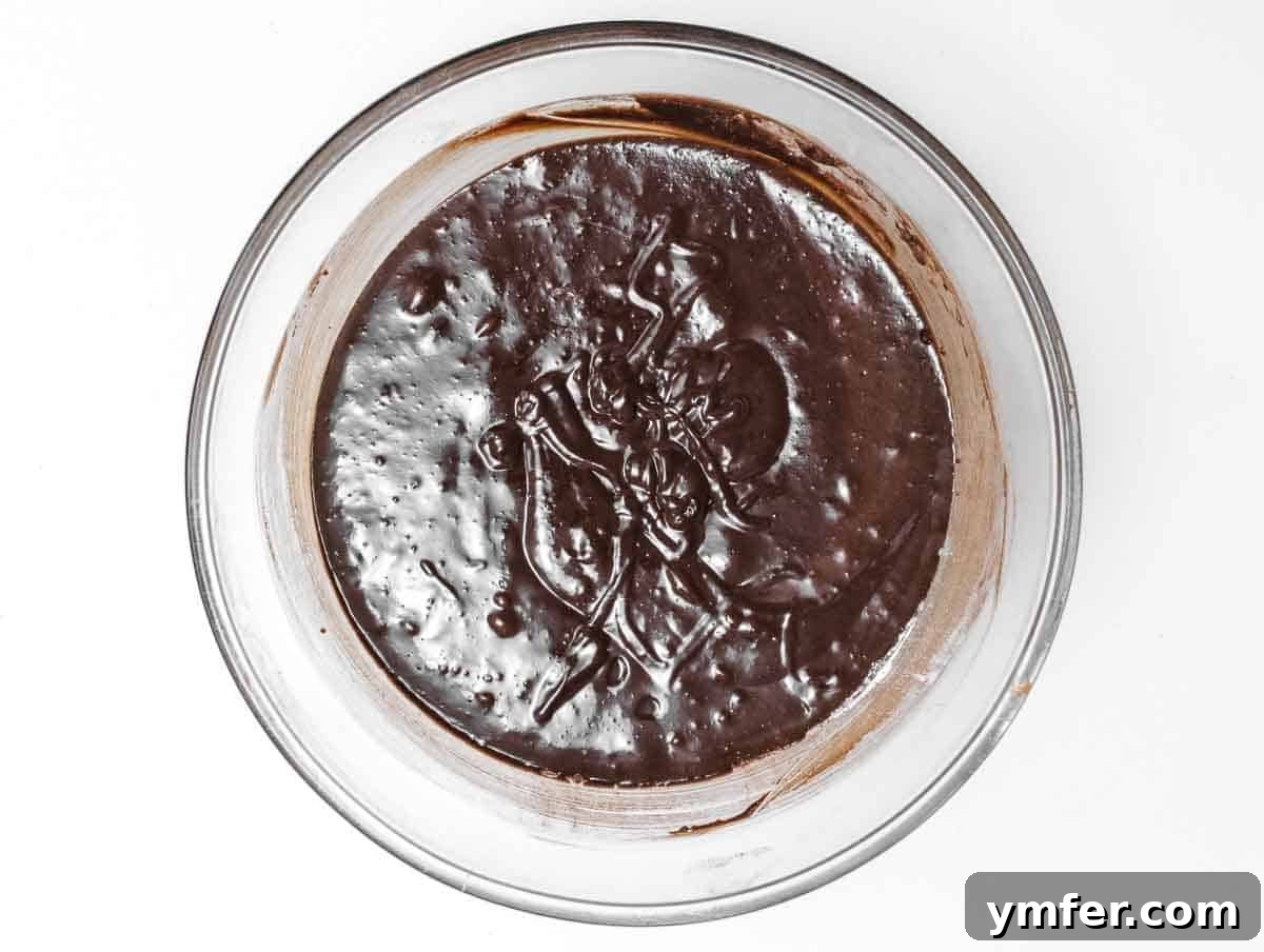 Decadent Plant-Based Brownies 13 flour in the melted chocolate