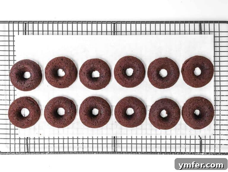Decadent Chocolate-Coated Doughnuts 18 donuts and a cooling rack