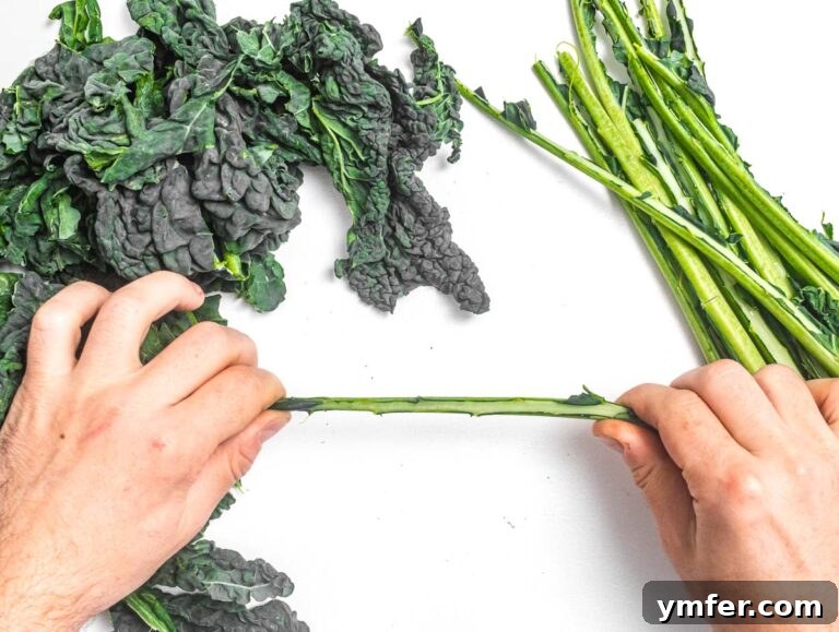 Royal Spire Sweet 15 removing kale leaves from stems