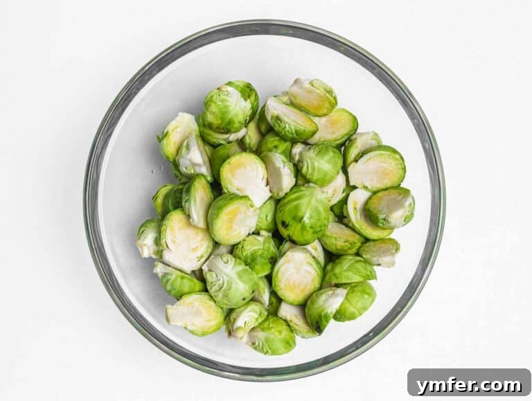 Brussels sprouts in a glass bowl