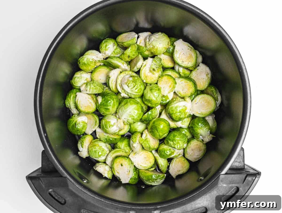 Crispy Air Fryer Brussels Sprouts 8 Brussels sprouts in air fryer