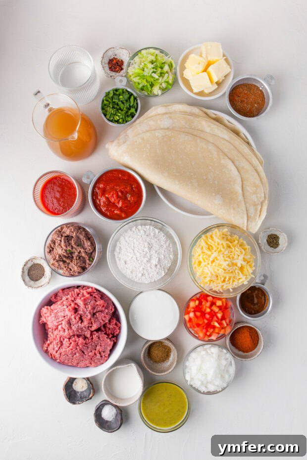 Richly Sauced Burritos 3 Ingredients to make Smothered Burritos on a table.