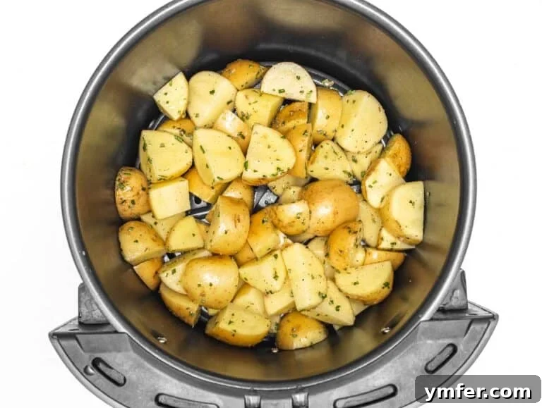 potatoes in air fryer basket
