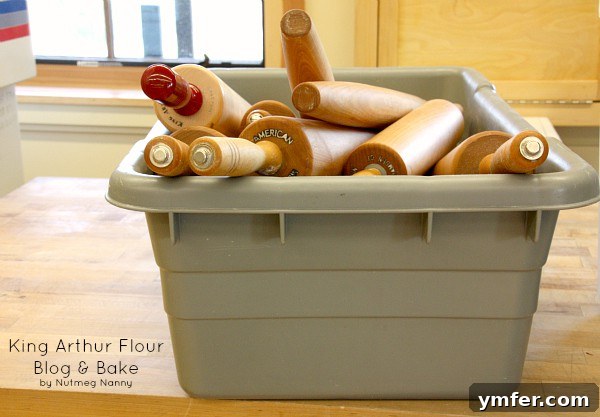 Rolling pins and King Arthur Flour baking tools on display